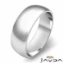 7mm 14k White Gold Simple Mens Wedding Solid Band Dome Plain Ring 5.5g 4sz