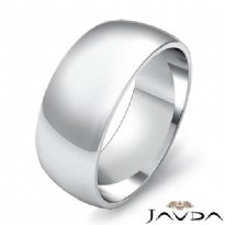 Solid 14k White Gold Plain Dome Mens Wedding Band Polish Ring 8mm 6.3g 4sz