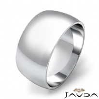 Men Plain Dome Polish Wedding Band Solid Ring 10mm 14k White Gold 7.7g 4sz