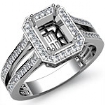 0.90 CT Diamond Emerald Semi Mount Engagement Ring W Gold