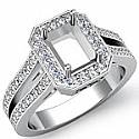0.90 CT Diamond Emerald Semi Mount Engagement Ring W Gold