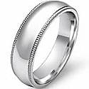 6.8g 4sz Men's Dome Milgrain Wedding Band 6mm comfort fit 14k gold white