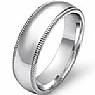 6.8g 4sz Men's Dome Milgrain Wedding Band 6mm comfort fit 14k gold white