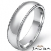 7.9g 4sz Men's Dome Milgrain Wedding Band 7mm comfort fit 14k gold white