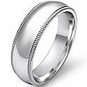 7.9g 4sz Men's Dome Milgrain Wedding Band 7mm comfort fit 14k gold white