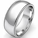 9.1g 4sz Men's Dome Milgrain Wedding Band 8mm comfort fit 14k gold white