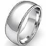 9.1g 4sz Men's Dome Milgrain Wedding Band 8mm comfort fit 14k gold white