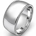11.4g 4sz Men's Dome Milgrain Wedding Band 10mm comfort fit 14k gold white