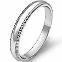 2.8g 4sz Men's Dome Milgrain Wedding Band 3mm 14k gold white