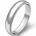 3.7g 4sz Men's Dome Milgrain Wedding Band 4mm 14k gold white