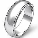 7.6g 4sz Men's Dome Milgrain Wedding Band 7mm 14k gold white