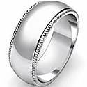 9.1g 4sz Men's Dome Milgrain Wedding Band 8mm 14k gold white