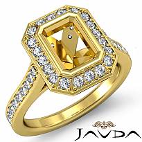 Diamond Engagement Ring Emerald Semi Mount Halo Setting 14k Gold Yellow (0.5Ct. tw.)