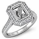 0.50Ct Diamond Engagement Ring Emerald Setting 14k White Gold