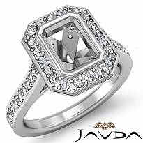 0.50Ct Diamond Engagement Ring Emerald Semi Mount Halo Setting 14k White Gold