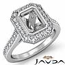 0.50Ct Diamond Engagement Ring Emerald Semi Mount Halo Setting 14k White Gold