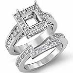1.40Ct Vintage Princess Diamond Engagement Ring Bridal Set 14k Gold