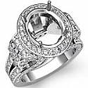 2.60ct Vintage Oval Diamond Semi Mount Engagement Ring W Gold.