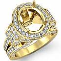 Vintage Oval Diamond Semi Mount Engagement Ring 18k Gold Yellow (2.6Ct. tw.)