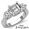 Round Diamond Three 3 Stone Engagement Ring Asscher Semi Mount 14k W Gold 1.20Ct