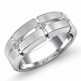 0.3 ct Princess Diamond Men Wedding Band W Gold.