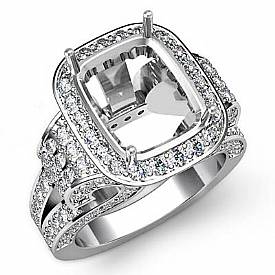 Radiant Diamond Setting Vintage Engagement Semi Mount Ring 14k White Gold 2.65Ct