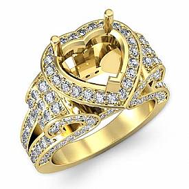 Heart Vintage Diamond Engagement Ring Setting 18k Gold (2.65Ct. tw.)