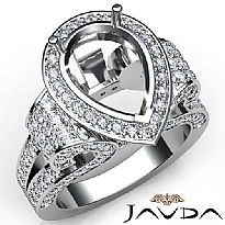 Diamond Engagement Ring Vintage Pear SemiMount Halo Setting 14k White Gold 2.4Ct