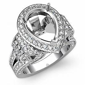 Diamond Engagement Ring Vintage Pear Setting 18k W Gold (2.4Ct. tw.)