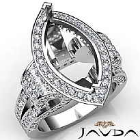 Marquise Diamond Engagement Ring 14k White Gold Halo Setting Semi Mount 2.75Ct