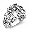 2.70 ct Round Diamond Semi Mount Engagement Ring W Gold.