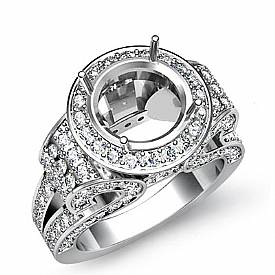 Round Diamond Semi Mount Engagement Ring 18k W Gold (2.7Ct. tw.)