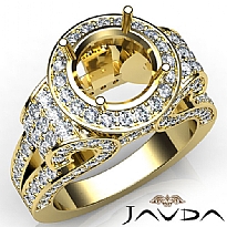 Round Diamond Engagement Ring Vintage Halo Pave Semi Mount 14k Gold Yellow  (2.7Ct. tw.)