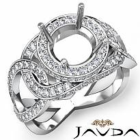 Halo Pave Setting Diamond Engagement Round Semi Mount Ring 14K White Gold 1.3Ct
