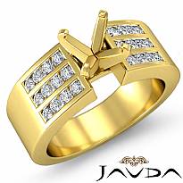 Round Diamond Engagement 3 Row Channel Womens Ring Setting 14k Gold Yellow (0.31Ct. tw.)