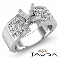 0.31Ct Round Diamond Engagement 3 Row Channel Womens Ring Setting 14k White Gold