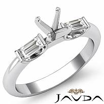 Baguette Round Diamond Three 3 Stone Engagement Ring 14k W Gold SemiMount 0.30Ct