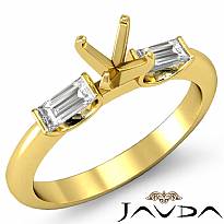 Baguette Round Diamond Three 3 Stone Engagement Ring 14k Gold Yellow SemiMount  (0.3Ct. tw.)