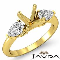 Pear Diamond Three Stone Engagement Setting Ring 14k Gold Yellow Round SemiMount  (0.5Ct. tw.)