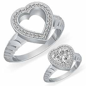 0.20 ct Heart Diamond Engagement Ring Setting 14k W Gold.