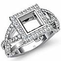 1.40 ct Princess Diamond Semi Mount Engagement Ring W Gold.