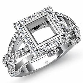 1.40 ct Princess Diamond Semi Mount Engagement Ring W Gold.