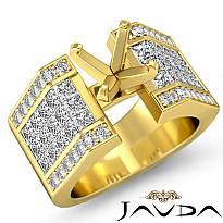 rincess Invisible Diamond Engagement Ring 14k Gold Yellow Semi Mount (2.62Ct. tw.)