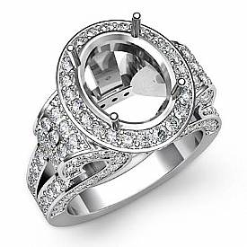 Vintage Oval Diamond Semi Mount Engagement Ring 18k W Gold (2.6Ct. tw.)