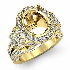 Vintage Oval Diamond Semi Mount Engagement Ring 18k Gold (2.6Ct. tw.)