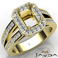 Diamond Engagement Ring Emerald Semi Mount Halo Setting 14k Gold Yellow (1.53Ct. tw.)