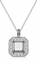 0.57ct Round Pre Set pave Diamond Solitaire Pendant 14k White Gold