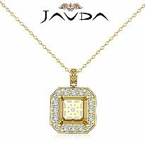 Round Pre Set pave Diamond Solitaire Pendant 14k Gold Yellow (0.57Ct. tw.)