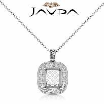 0.57ct Pre Set pave Diamond Cushion Solitaire Pendant 14k White Gold