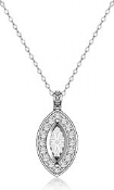 0.63Ct Pave Set Diamond Marquise Solitaire Pendant 14k White Gold